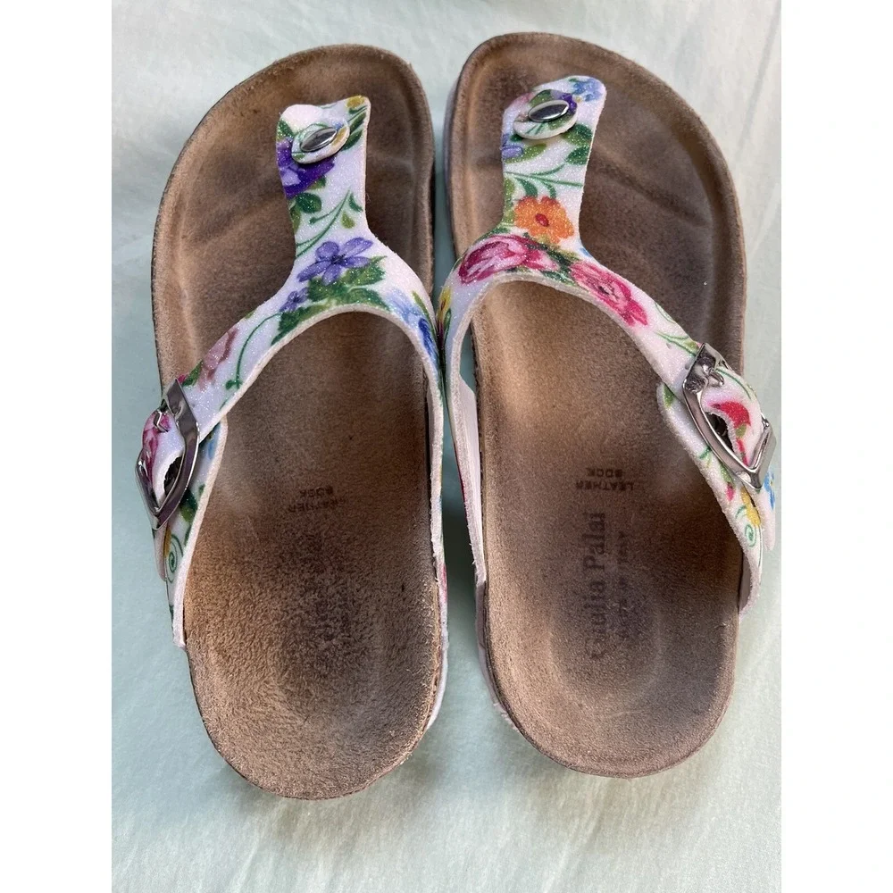 Giulia‎ Palai Girls Kids Sandals Size 1 Pretty! Floral And White